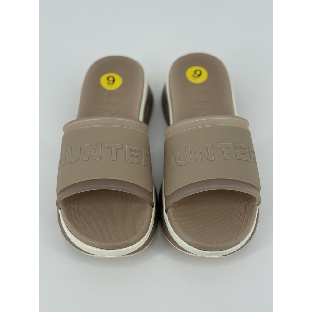 NEW‎ Hunter Geneva Slides SLIP ON Tan Women 9 Water Resistant Comfort Footbed
